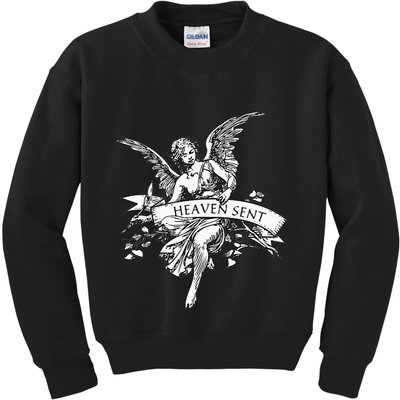 Angel Aesthetic Cherub Vintage Trendy 2000s Heaven Sent Kids Sweatshirt
