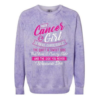 As A Cancer I Have Three Sides Astrology Zodiac Sign Colorblast Crewneck Sweatshirt