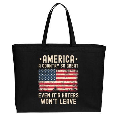 America A Country So Great Even Its Haters Wont Leave USA Cotton Canvas Jumbo Tote