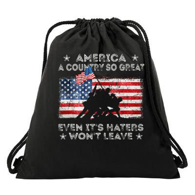 America a country so great even it's Haters won't leave Drawstring Bag