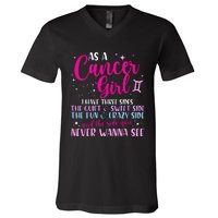 As A Cancer Girl I Have Three Sides Astrology Zodiac Sign V-Neck T-Shirt