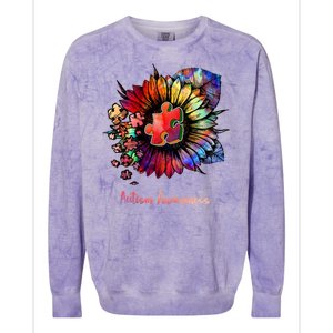 Autism Awareness Colorful Sunflower Colorblast Crewneck Sweatshirt