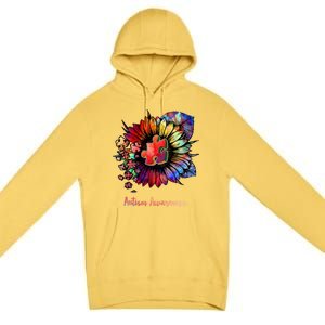 Autism Awareness Colorful Sunflower Premium Pullover Hoodie