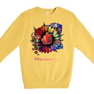 Autism Awareness Colorful Sunflower Premium Crewneck Sweatshirt