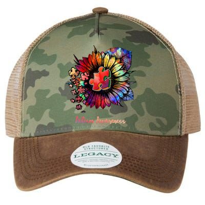 Autism Awareness Colorful Sunflower Legacy Tie Dye Trucker Hat