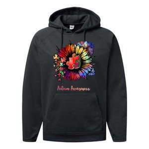 Autism Awareness Colorful Sunflower Performance Fleece Hoodie