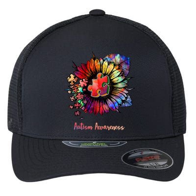 Autism Awareness Colorful Sunflower Flexfit Unipanel Trucker Cap