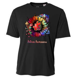 Autism Awareness Colorful Sunflower Cooling Performance Crew T-Shirt