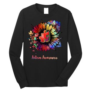 Autism Awareness Colorful Sunflower Long Sleeve Shirt