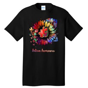 Autism Awareness Colorful Sunflower Tall T-Shirt