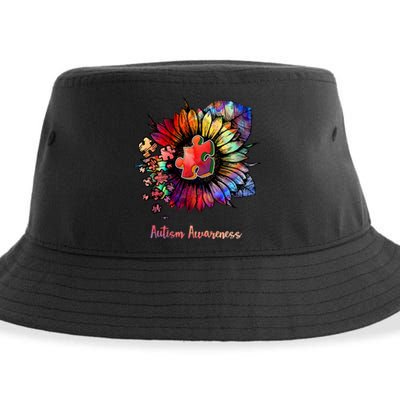 Autism Awareness Colorful Sunflower Sustainable Bucket Hat