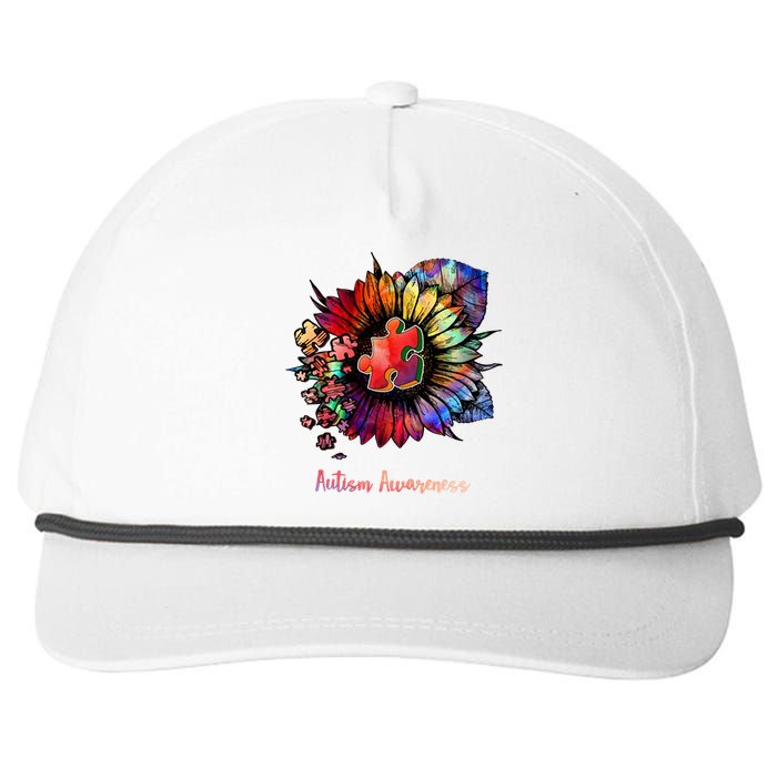 Autism Awareness Colorful Sunflower Snapback Five-Panel Rope Hat