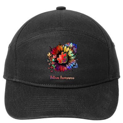 Autism Awareness Colorful Sunflower 7-Panel Snapback Hat