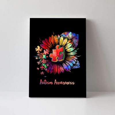 Autism Awareness Colorful Sunflower Canvas