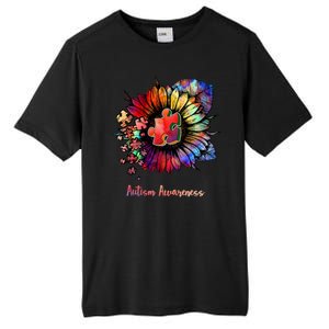 Autism Awareness Colorful Sunflower Tall Fusion ChromaSoft Performance T-Shirt