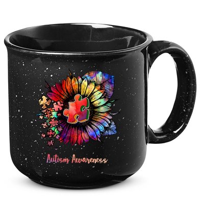 Autism Awareness Colorful Sunflower 15oz Campfire Ceramic Mug
