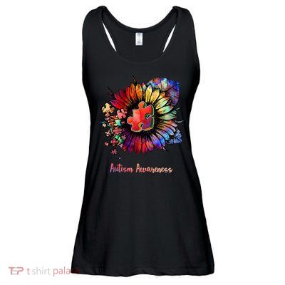 Autism Awareness Colorful Sunflower Ladies Essential Flowy Tank