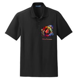 Autism Awareness Colorful Sunflower Dry Zone Grid Polo