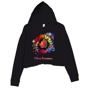 Autism Awareness Colorful Sunflower Crop Fleece Hoodie