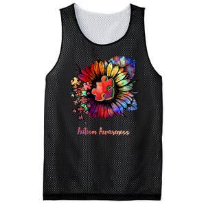 Autism Awareness Colorful Sunflower Mesh Reversible Basketball Jersey Tank