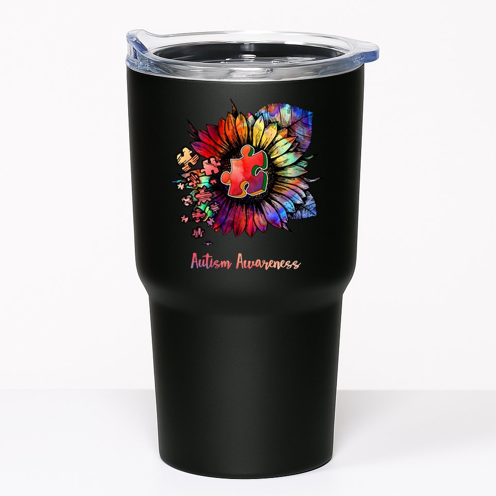 Autism Awareness Colorful Sunflower Tumbler
