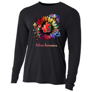 Autism Awareness Colorful Sunflower Cooling Performance Long Sleeve Crew