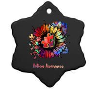 Autism Awareness Colorful Sunflower Ceramic Star Ornament