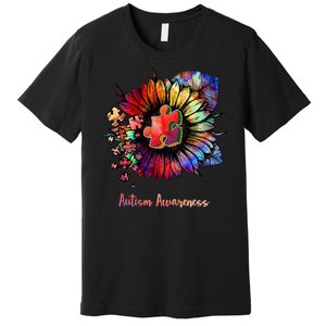 Autism Awareness Colorful Sunflower Premium T-Shirt