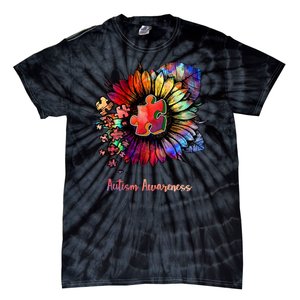 Autism Awareness Colorful Sunflower Tie-Dye T-Shirt