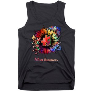 Autism Awareness Colorful Sunflower Tank Top