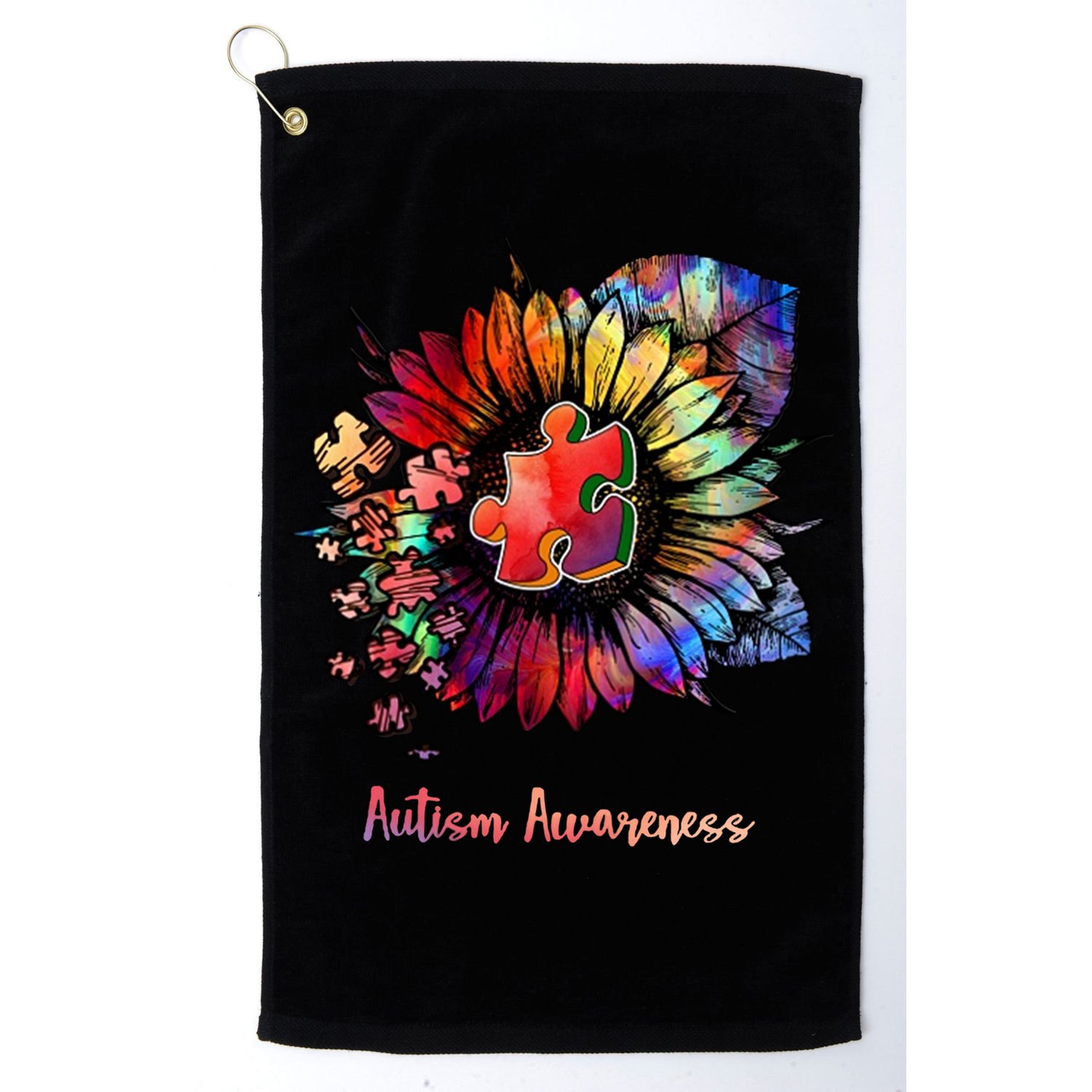 Autism Awareness Colorful Sunflower Golf Towel