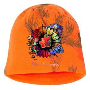 Autism Awareness Colorful Sunflower Kati - Camo Knit Beanie