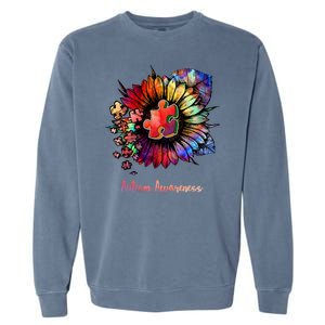 Autism Awareness Colorful Sunflower Garment-Dyed Sweatshirt