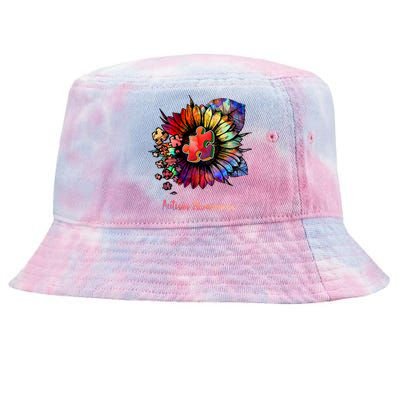 Autism Awareness Colorful Sunflower Tie-Dyed Bucket Hat