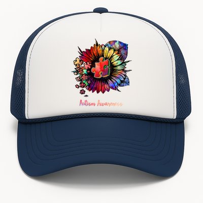 Autism Awareness Colorful Sunflower Trucker Hat