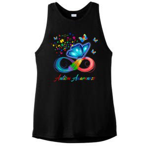 Autism Awareness Colorful Butterfly Ladies PosiCharge Tri-Blend Wicking Tank