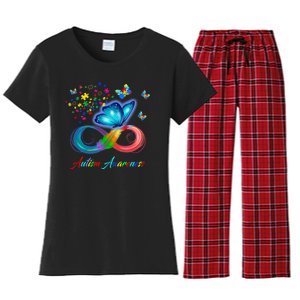 Autism Awareness Colorful Butterfly Women's Flannel Pajama Set