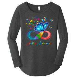 Autism Awareness Colorful Butterfly Women's Perfect Tri Tunic Long Sleeve Shirt