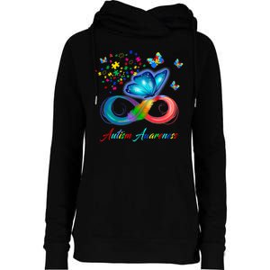 Autism Awareness Colorful Butterfly Womens Funnel Neck Pullover Hood