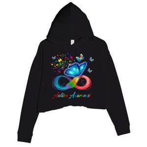 Autism Awareness Colorful Butterfly Crop Fleece Hoodie