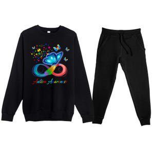 Autism Awareness Colorful Butterfly Premium Crewneck Sweatsuit Set