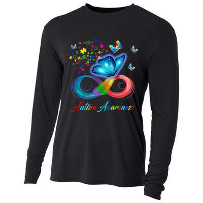 Autism Awareness Colorful Butterfly Cooling Performance Long Sleeve Crew