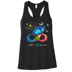 Autism Awareness Colorful Butterfly Women's Racerback Tank