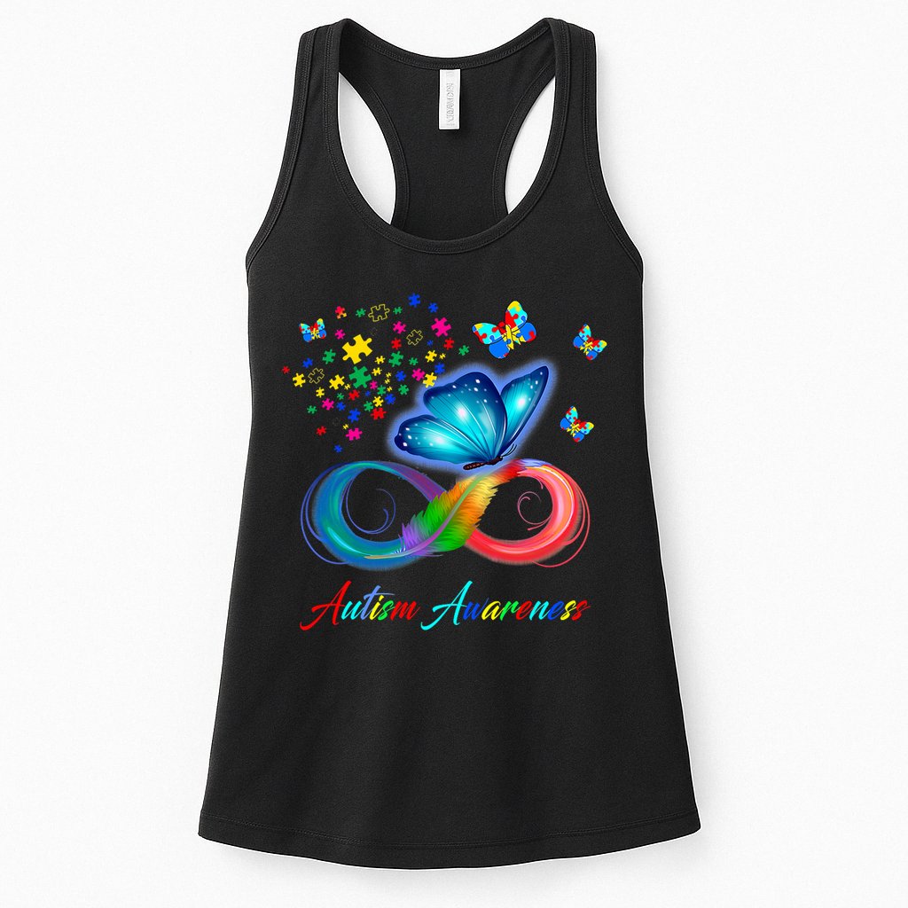 Autism Awareness Colorful Butterfly Womens Tank Top