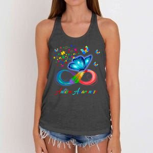 Autism Awareness Colorful Butterfly Women's Knotted Racerback Tank