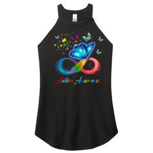 Autism Awareness Colorful Butterfly Women's Perfect Tri Rocker Tank