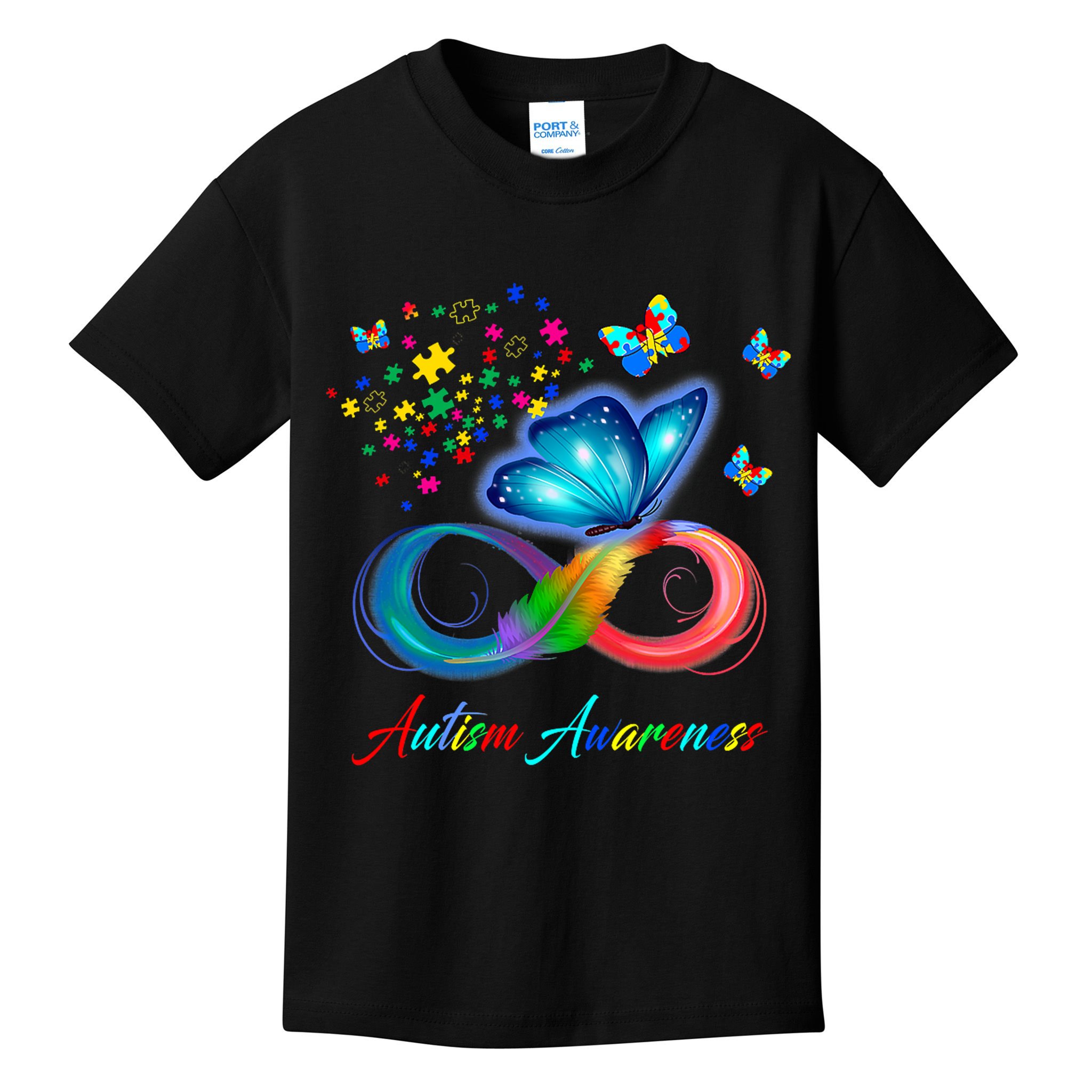 Autism Awareness Colorful Butterfly Kids T-Shirt