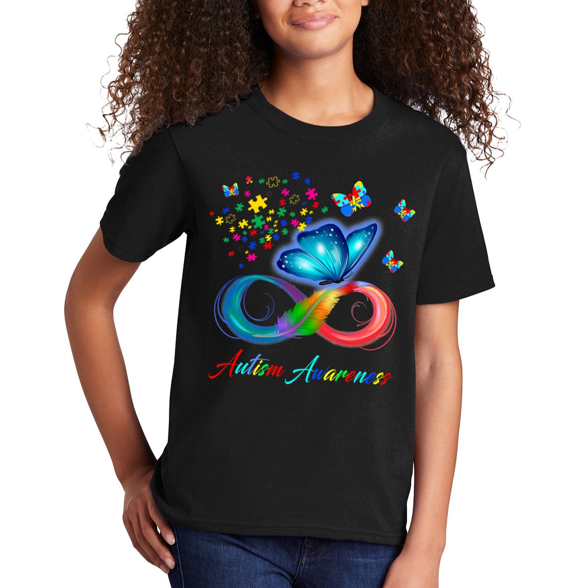 Autism Awareness Colorful Butterfly Kids T-Shirt