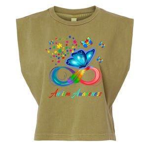 Autism Awareness Colorful Butterfly Garment-Dyed Women's Muscle Tee