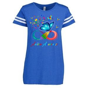 Autism Awareness Colorful Butterfly Enza Ladies Jersey Football T-Shirt